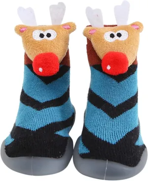 EnJoCho Non Slip Shoes for Toddler Kids Toddler Baby Boys Girls Solid Warm Knit Soft Sole Rubber Shoe Socks Slipper Stocking (C, 22)