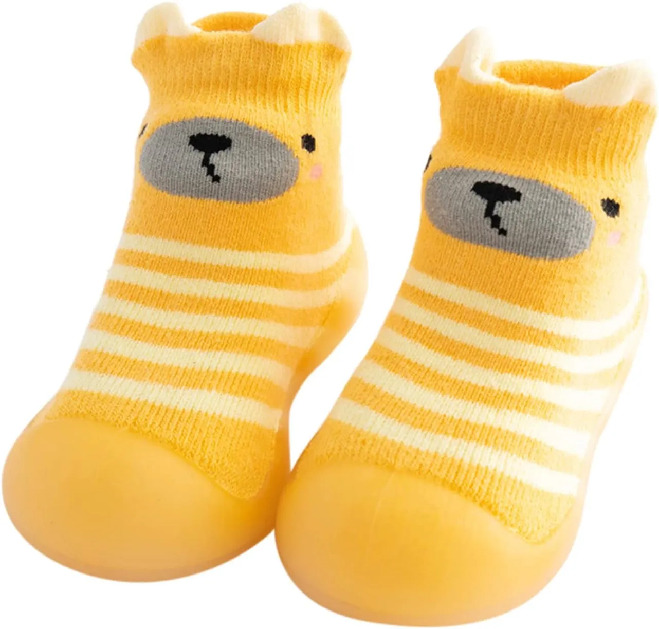 EnJoCho Outdoor Shoes for Children Kids Toddler Baby Boys Girls Solid Warm Knit Soft Sole Rubber Shoes Sock Slipper Stocking (Yellow, 26)
