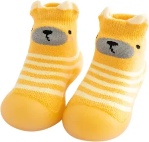 EnJoCho Outdoor Shoes for Children Kids Toddler Baby Boys Girls Solid Warm Knit Soft Sole Rubber Shoes Sock Slipper Stocking (Yellow, 26)