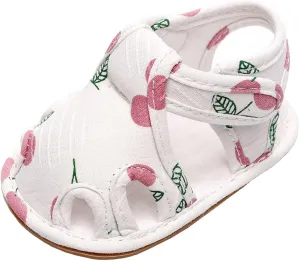 EnJoCho Sport Shoes for Baby Infant Toddler Shoes Soft Sole Non Slip Toddler Floor Shoes Fruit Cherry Print Sandals (Pink, 15Months)