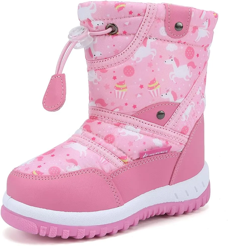 EQUICK Boys Girls Winter Boots Waterproof Lightweight Kid Snow Boots with Fur Outdoor (Toddler/Little Kid/Big Kid)