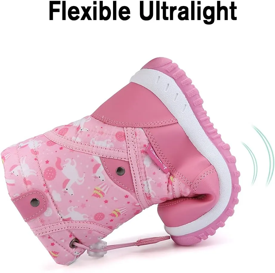 EQUICK Boys Girls Winter Boots Waterproof Lightweight Kid Snow Boots with Fur Outdoor (Toddler/Little Kid/Big Kid)
