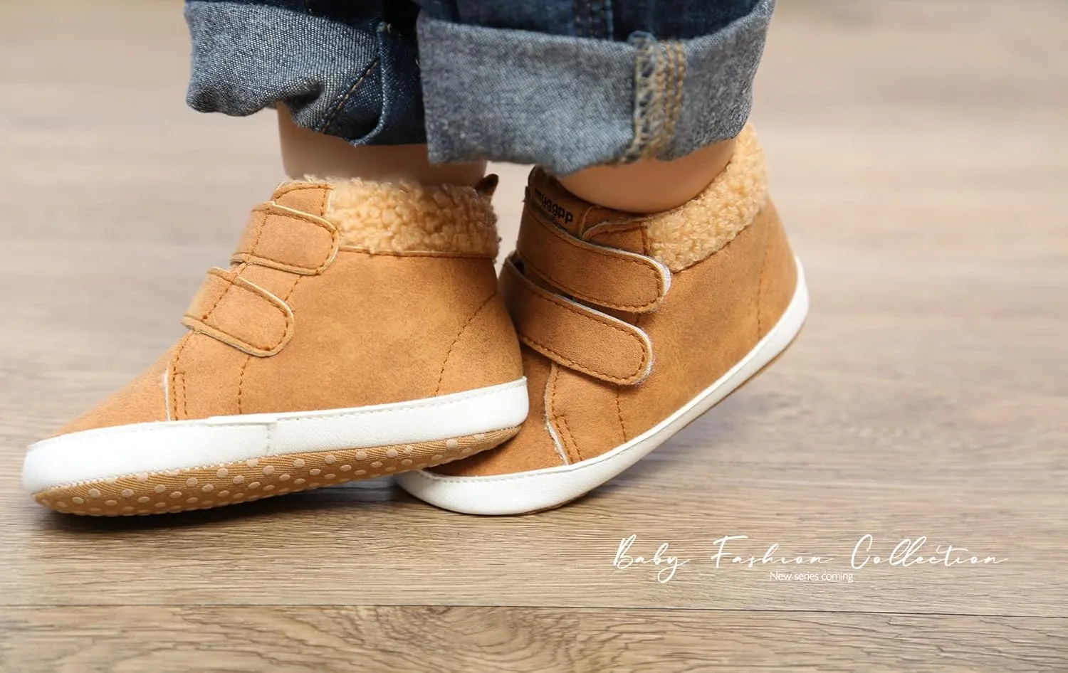 FAMI Baby Warm Booties Newborn Boy Girl Boots Cozy Fur Shoes Hook and loop Toddler Booties First Walker Winter Crib Boots