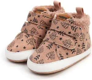 FAMI Baby Warm Booties Newborn Boy Girl Boots Cozy Fur Shoes Hook and loop Toddler Booties First Walker Winter Crib Boots