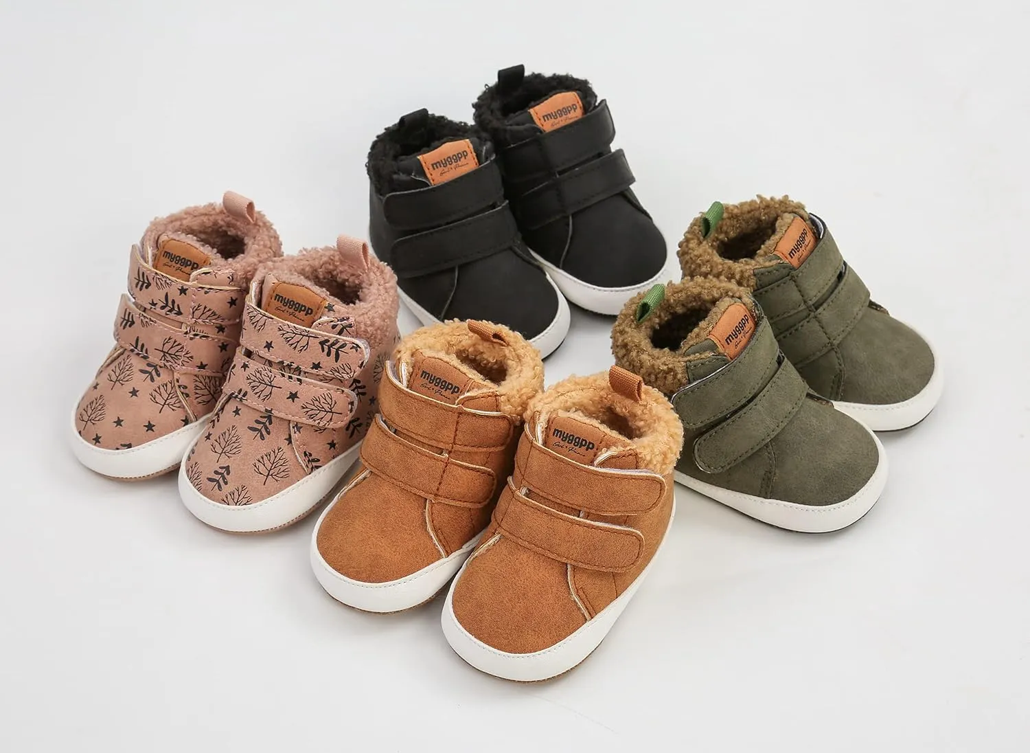 FAMI Baby Warm Booties Newborn Boy Girl Boots Cozy Fur Shoes Hook and loop Toddler Booties First Walker Winter Crib Boots