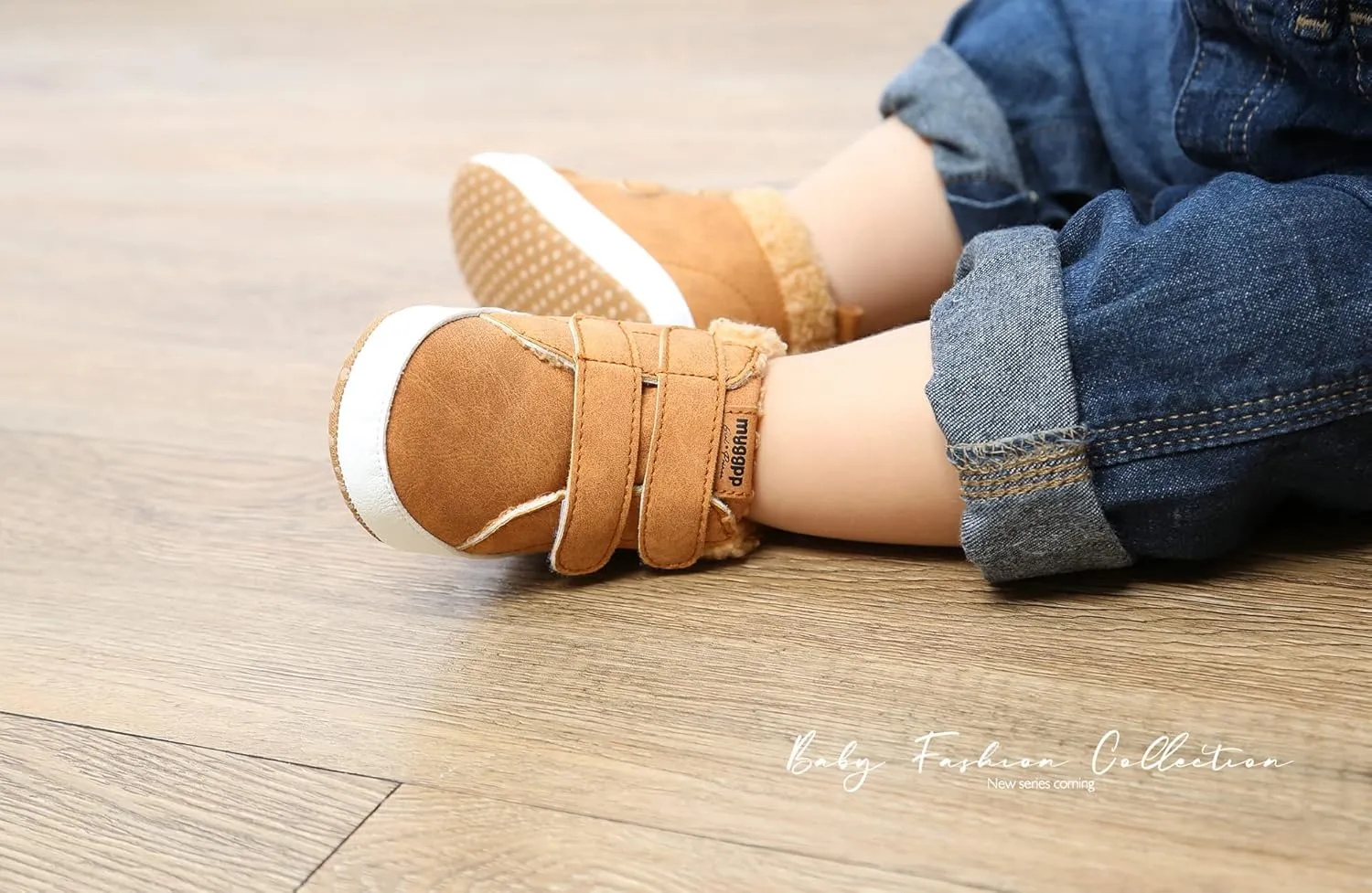 FAMI Baby Warm Booties Newborn Boy Girl Boots Cozy Fur Shoes Hook and loop Toddler Booties First Walker Winter Crib Boots