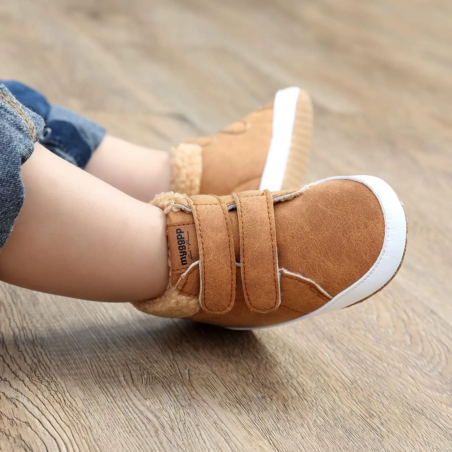 FAMI Baby Warm Booties Newborn Boy Girl Boots Cozy Fur Shoes Hook and loop Toddler Booties First Walker Winter Crib Boots