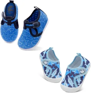 FEETCITY Water Shoes for Baby Boys Girls Barefoot Quick-Dry Aqua Sock Outdoor Athletic Sport Shoes Blue Shark 12-18 Months Infant