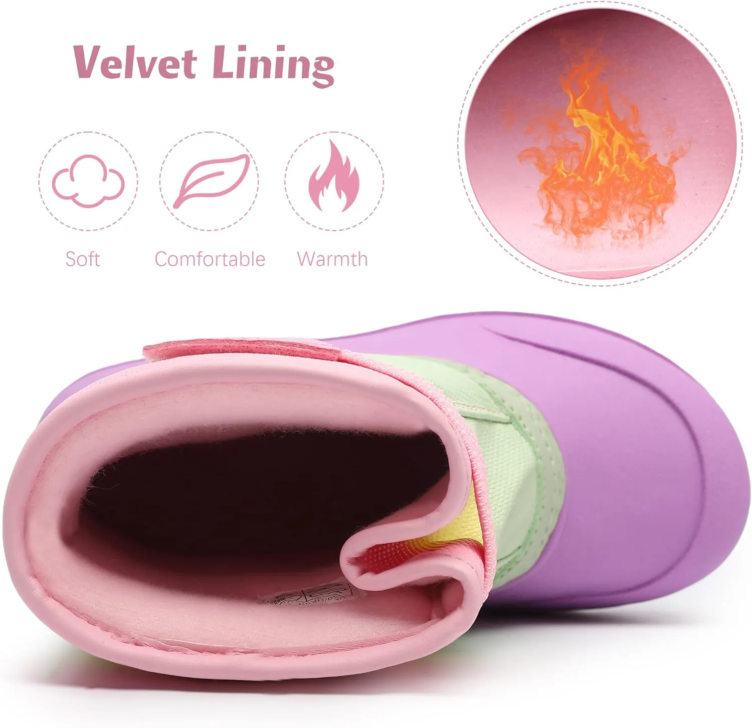 festooning Toddler Snow Boots Boys Girls Waterproof Velvet Liner Warm Boot Non-Slip Elastic Band Shoes Kids Winter Boots