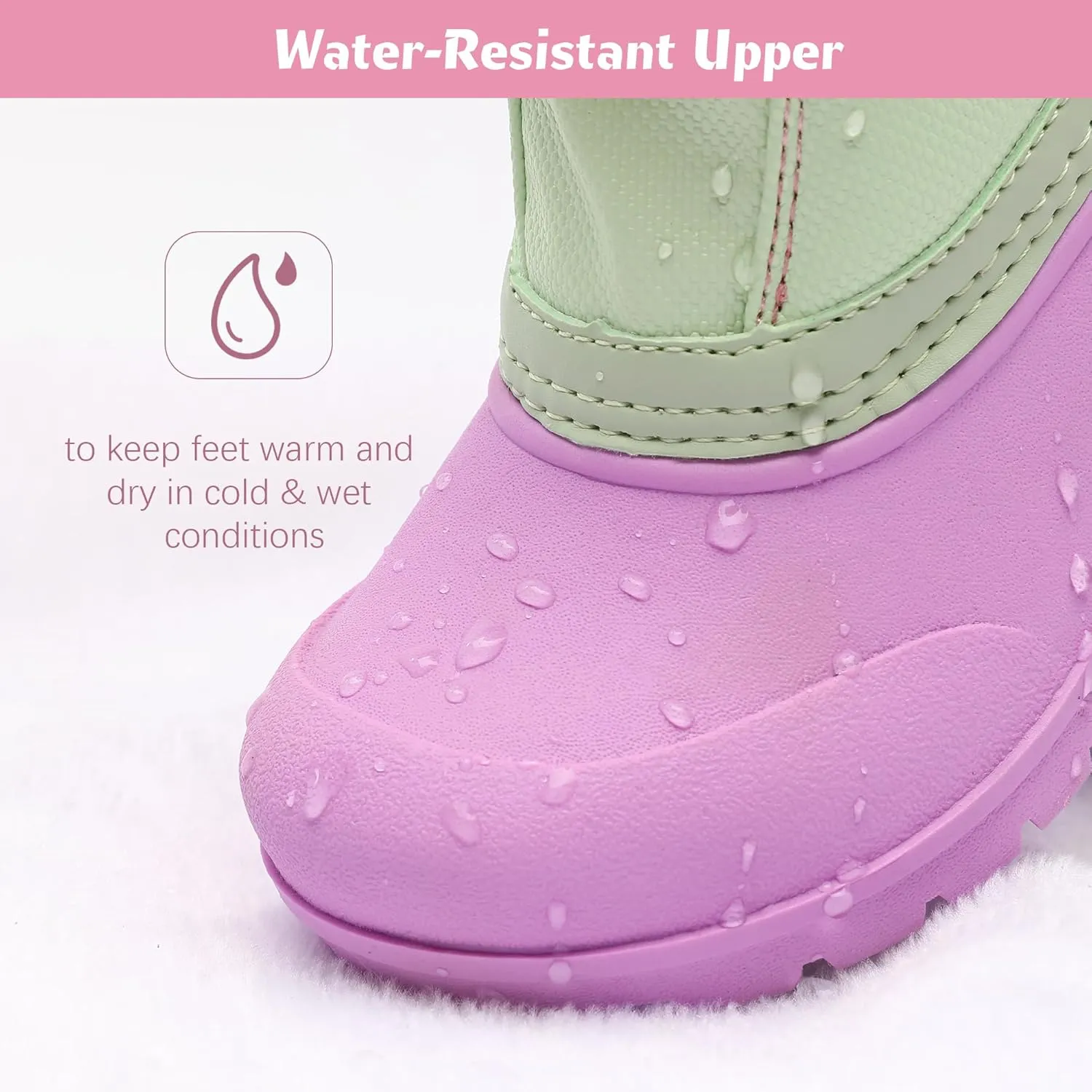 festooning Toddler Snow Boots Boys Girls Waterproof Velvet Liner Warm Boot Non-Slip Elastic Band Shoes Kids Winter Boots