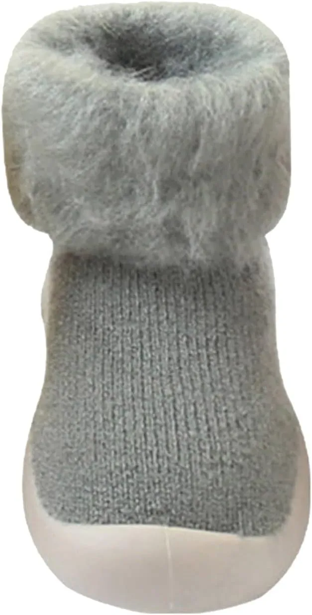 Footy Shoes for Girls Socks Slipper Baby Girls Kids Solid Knit Stocking Soft Warm Shoes Toddler Boys Sole Rubber Baby Shoes