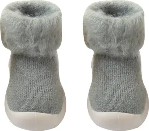 Footy Shoes for Girls Socks Slipper Baby Girls Kids Solid Knit Stocking Soft Warm Shoes Toddler Boys Sole Rubber Baby Shoes