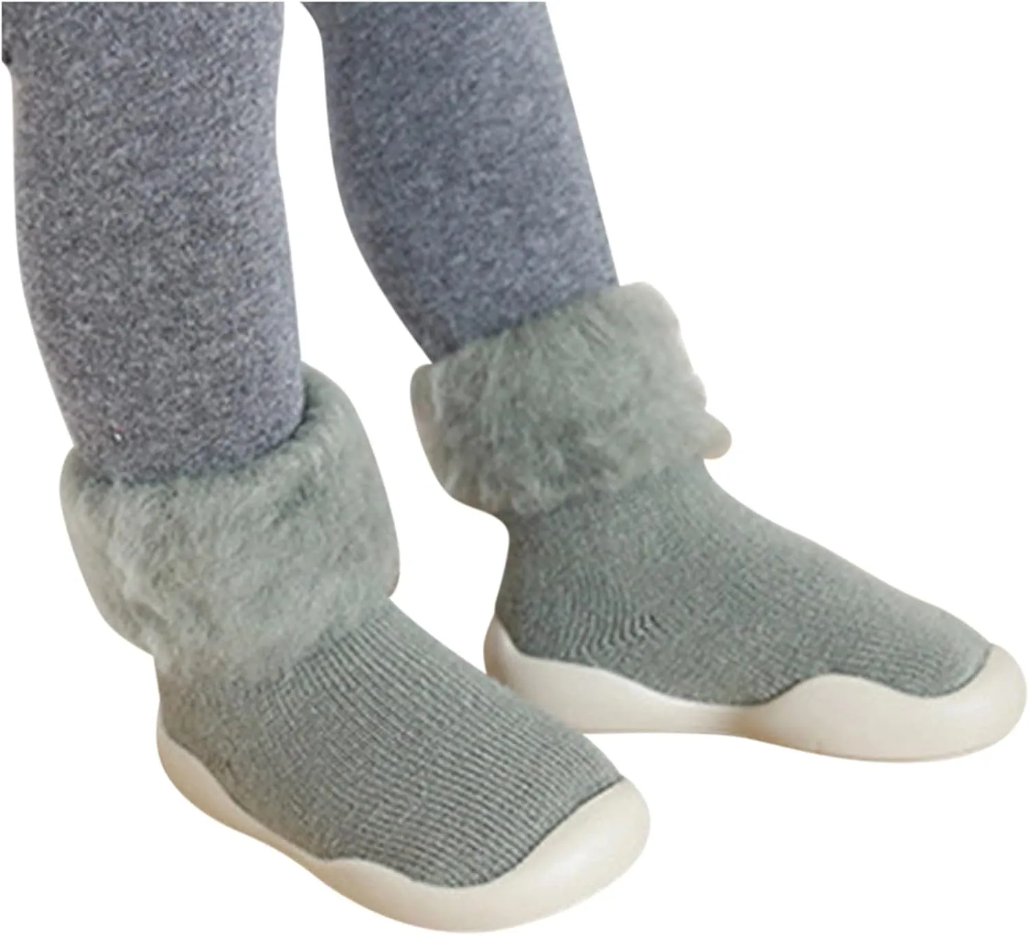 Footy Shoes for Girls Socks Slipper Baby Girls Kids Solid Knit Stocking Soft Warm Shoes Toddler Boys Sole Rubber Baby Shoes