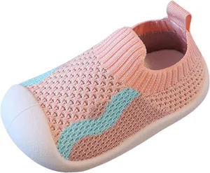 Girls Boys Kids Leisure Shoes Mesh Soft Bottom Breathable Slip On Sport Shoes Socks Shoes Toddler Infant Baby Boys