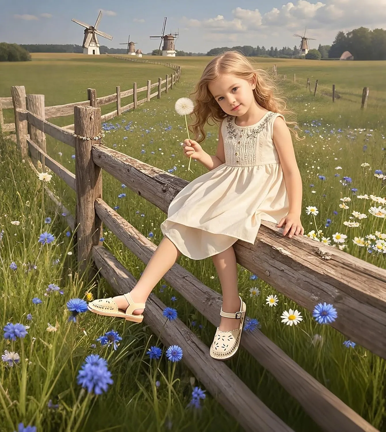 Girls Sandals 3-12 Years | Dressy & Play Shoes | Leather-Like for Outdoor School