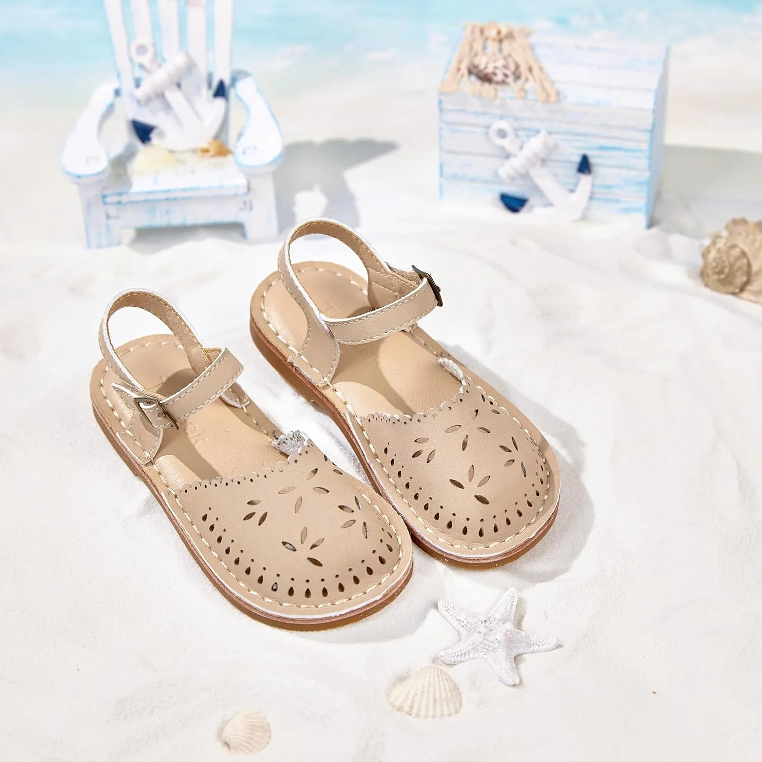 Girls Sandals 3-12 Years | Dressy & Play Shoes | Leather-Like for Outdoor School