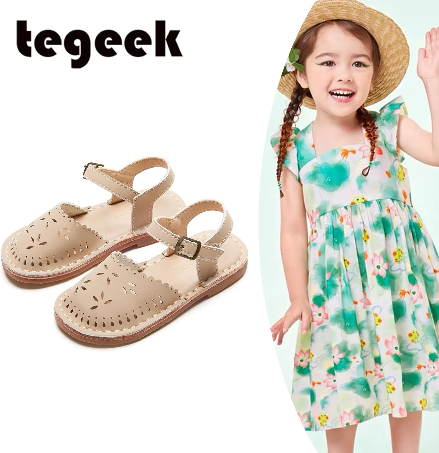 Girls Sandals 3-12 Years | Dressy & Play Shoes | Leather-Like for Outdoor School