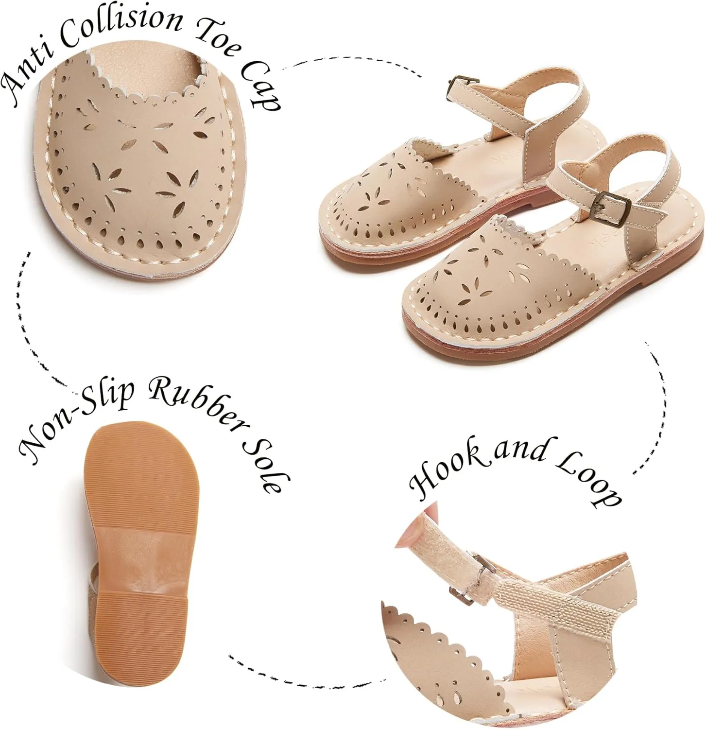 Girls Sandals 3-12 Years | Dressy & Play Shoes | Leather-Like for Outdoor School