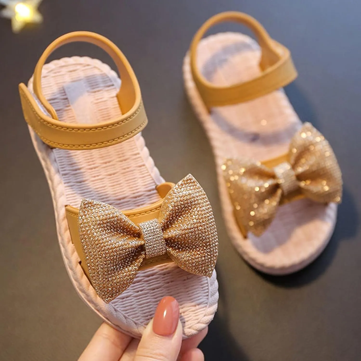 Girls Sandals Toddler Kids Infant Girls Soild Bowknot Princress Shoes Soft Sole Non Slip First Walkers Kid