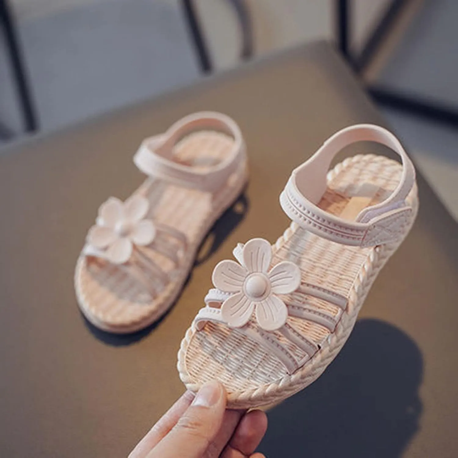 Girls Sandals Toddler Kids Infant Girls Soild Flower Princress Shoes Soft Sole Non Slip Saltwater Sandals for