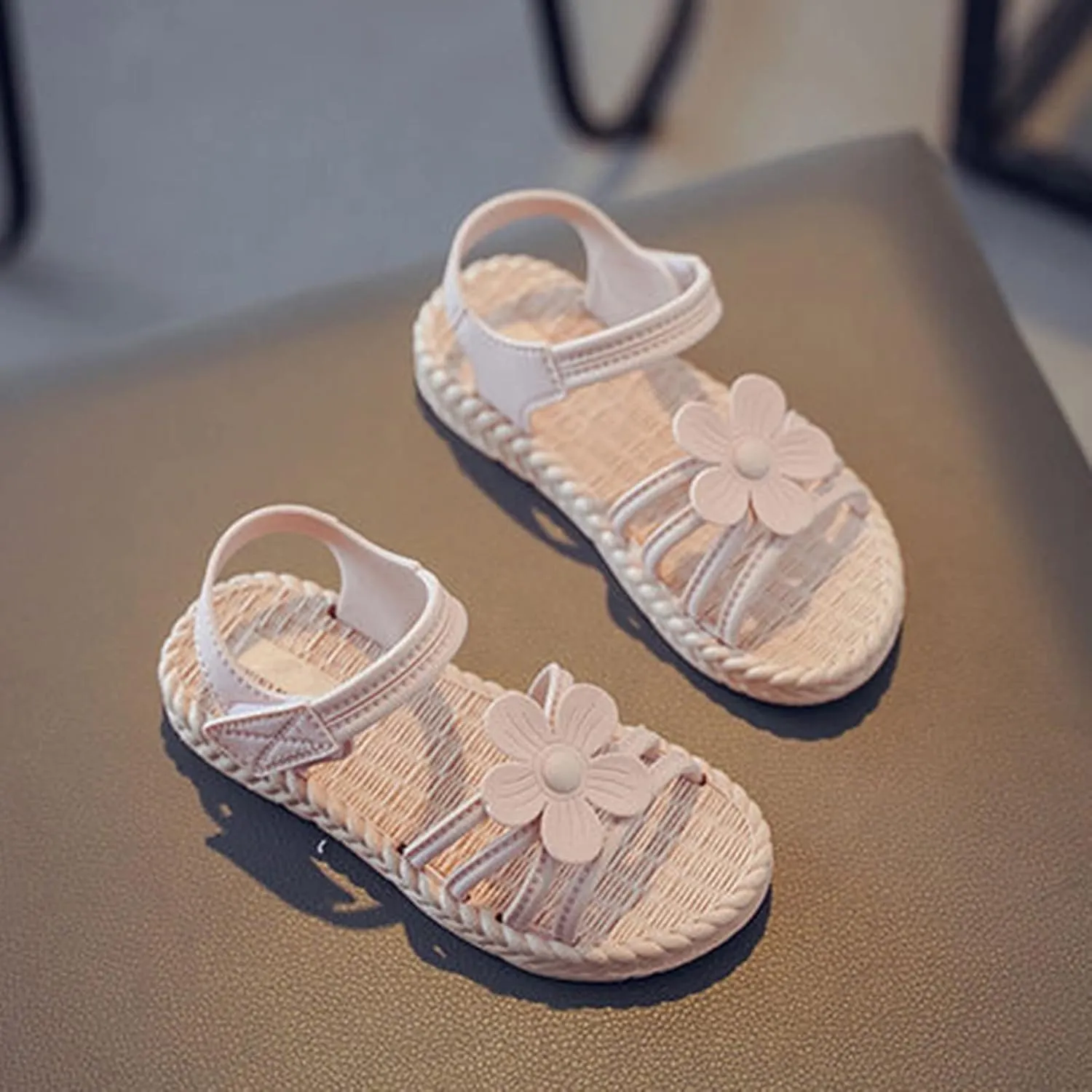Girls Sandals Toddler Kids Infant Girls Soild Flower Princress Shoes Soft Sole Non Slip Saltwater Sandals for