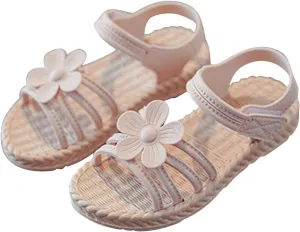 Girls Sandals Toddler Kids Infant Girls Soild Flower Princress Shoes Soft Sole Non Slip Saltwater Sandals for