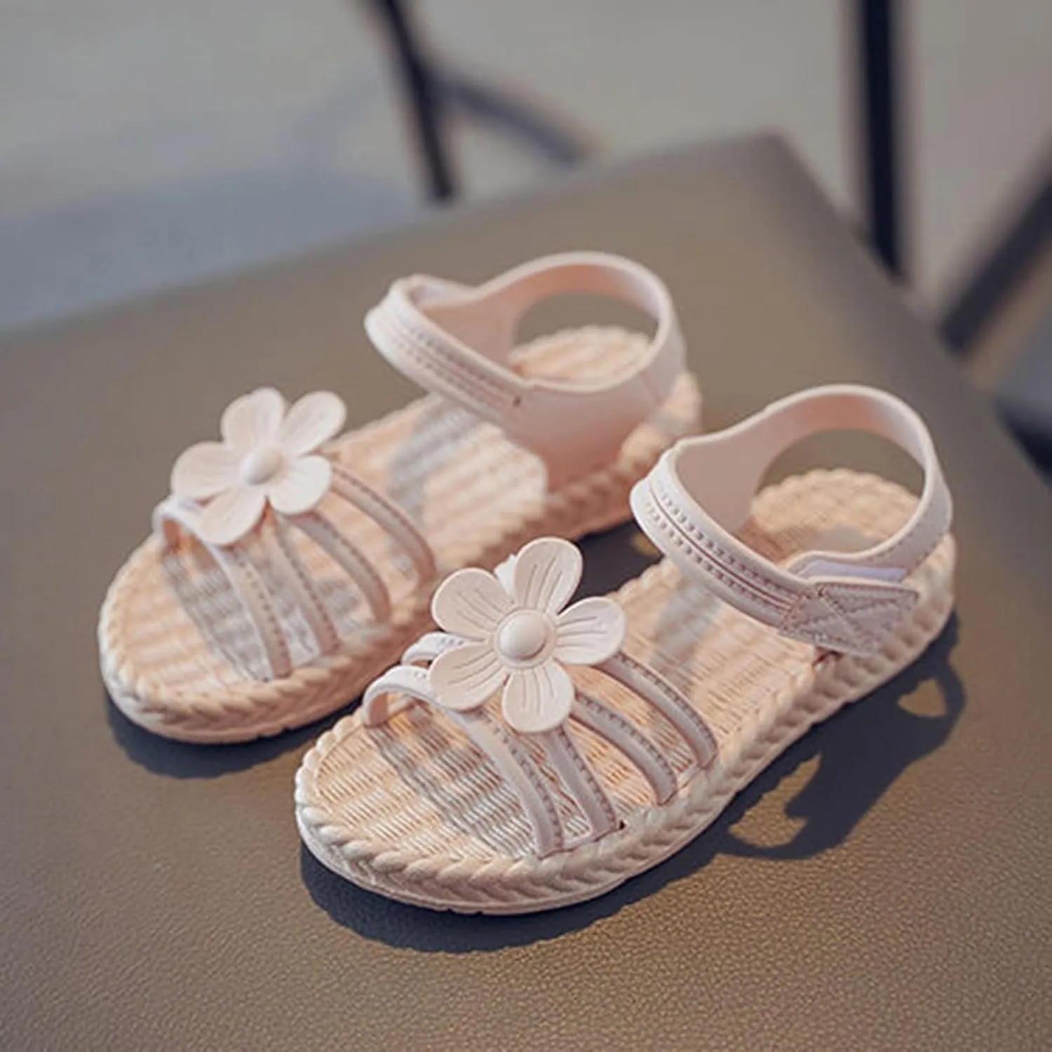 Girls Sandals Toddler Kids Infant Girls Soild Flower Princress Shoes Soft Sole Non Slip Saltwater Sandals for