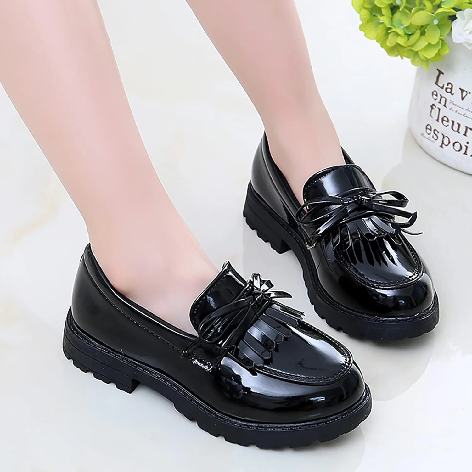 Girls Shoes Size 8 Girls Slip On Leather Loafer Tassel Bow School Dress Shoes for Girls 4t Tennis Shoes Girls
