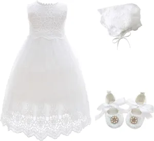Glamulice Baby Girl Newborn Lace Christening Gown Baptism Dress Infant/Toddler Girls Formal Communion Outfit