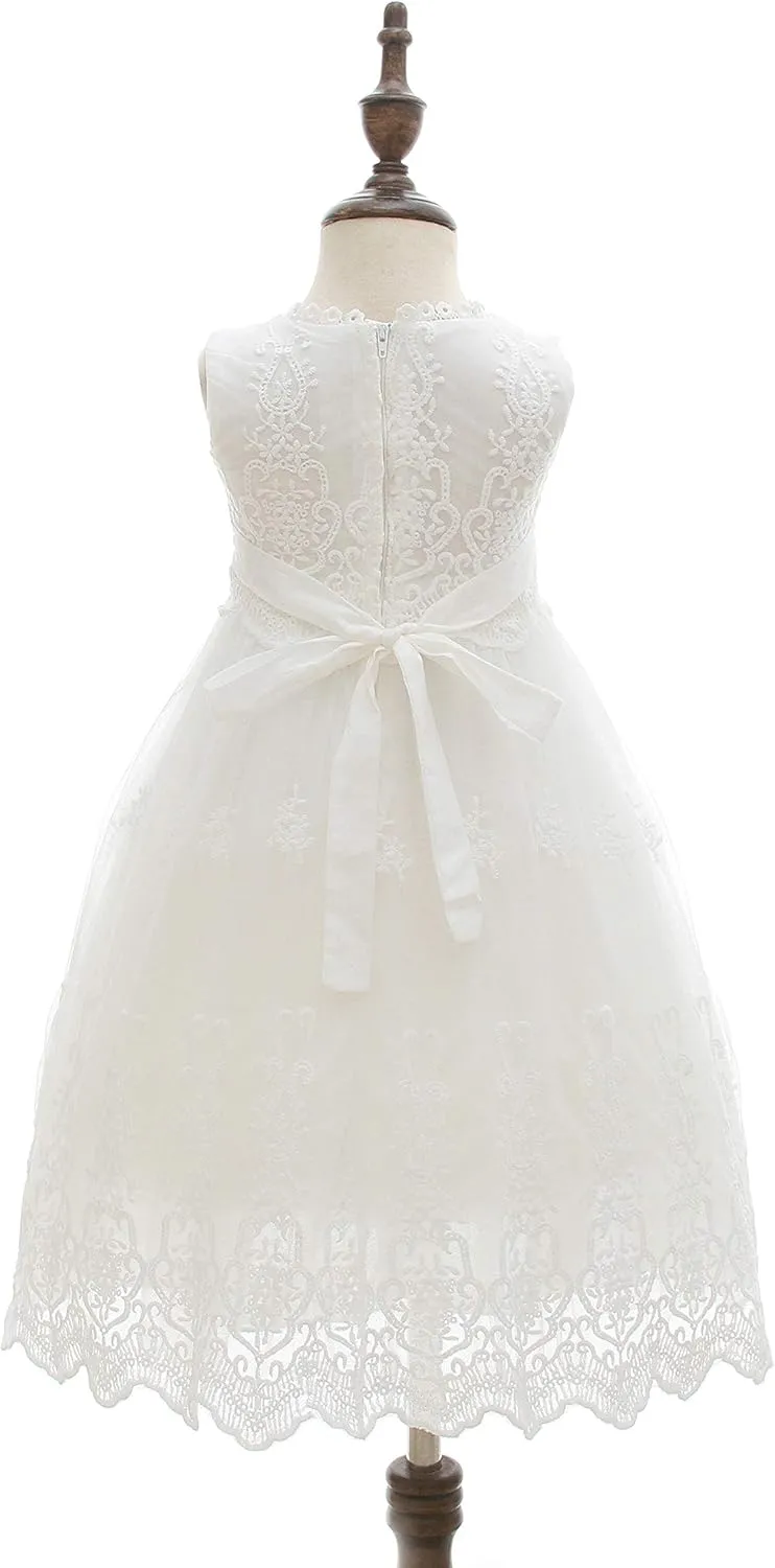 Glamulice Baby Girl Newborn Lace Christening Gown Baptism Dress Infant/Toddler Girls Formal Communion Outfit