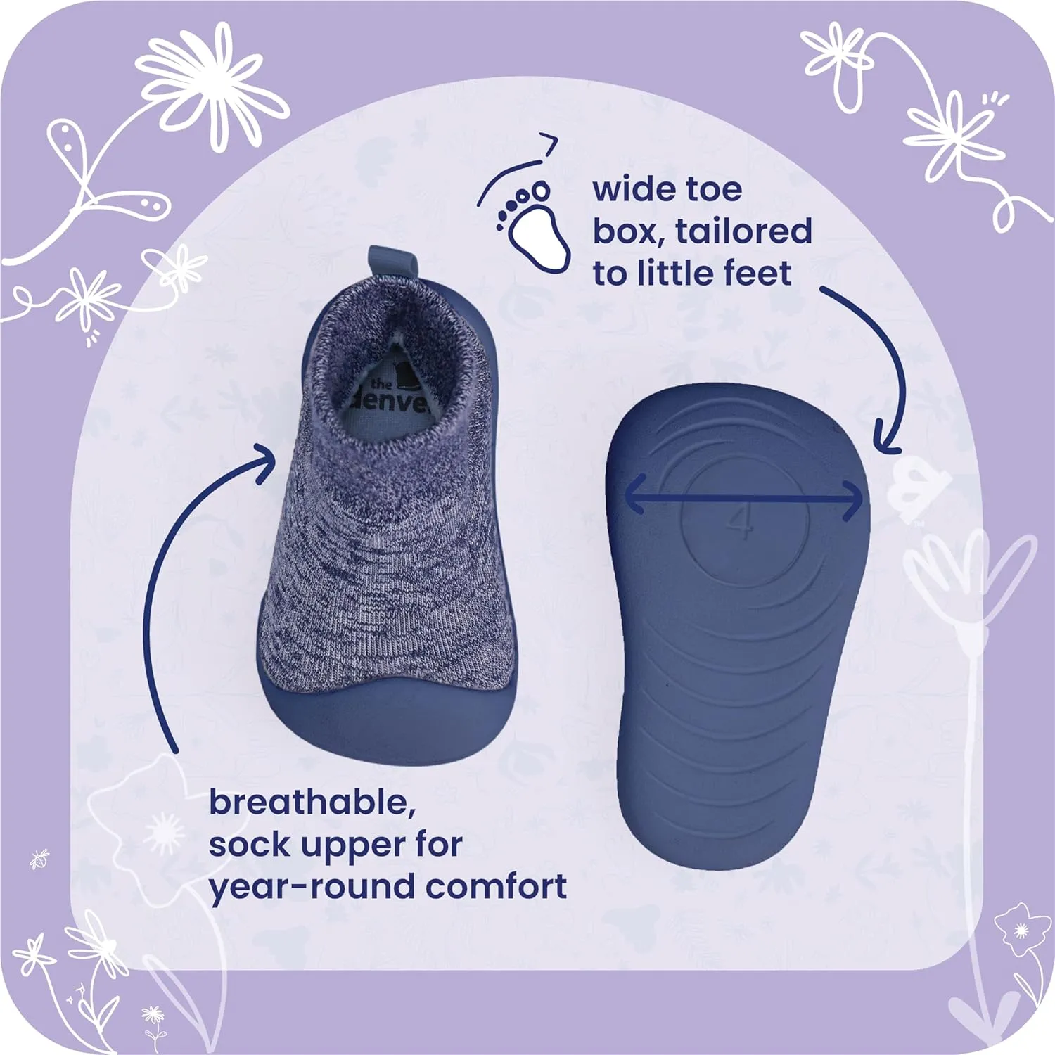 Goldbug The Denver Non-Slip Sock Shoes for Early Walkers with Natural Foot Development