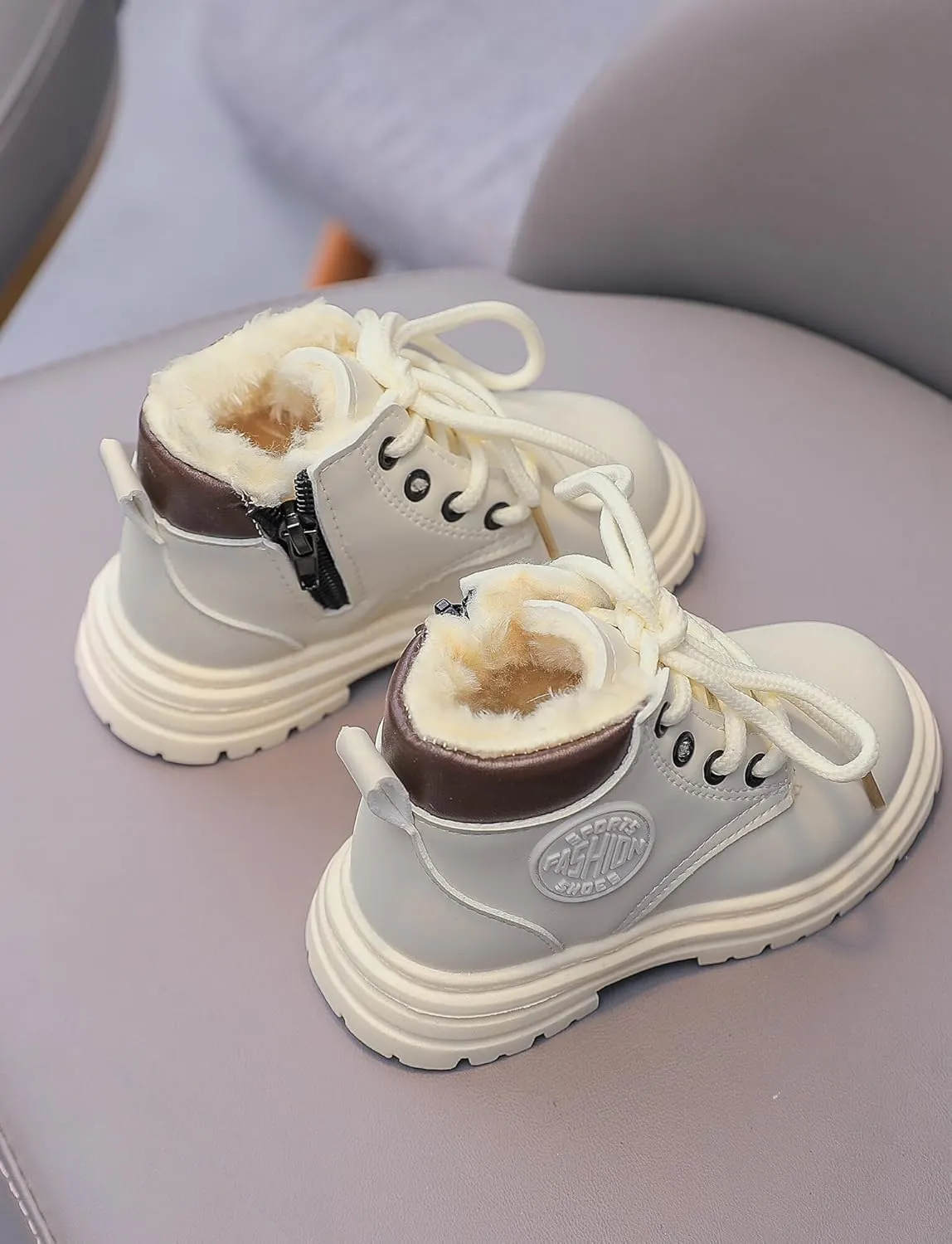 Happy Cherry Toddler Work Boots Classic Snow Boots Waterproof Winter Boots Ankle Lace Up Boot Construction Boots