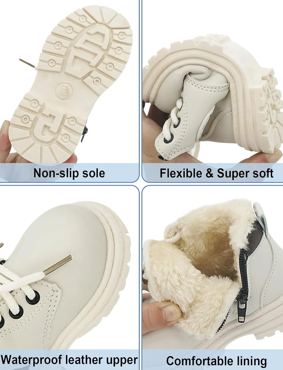 Happy Cherry Toddler Work Boots Classic Snow Boots Waterproof Winter Boots Ankle Lace Up Boot Construction Boots