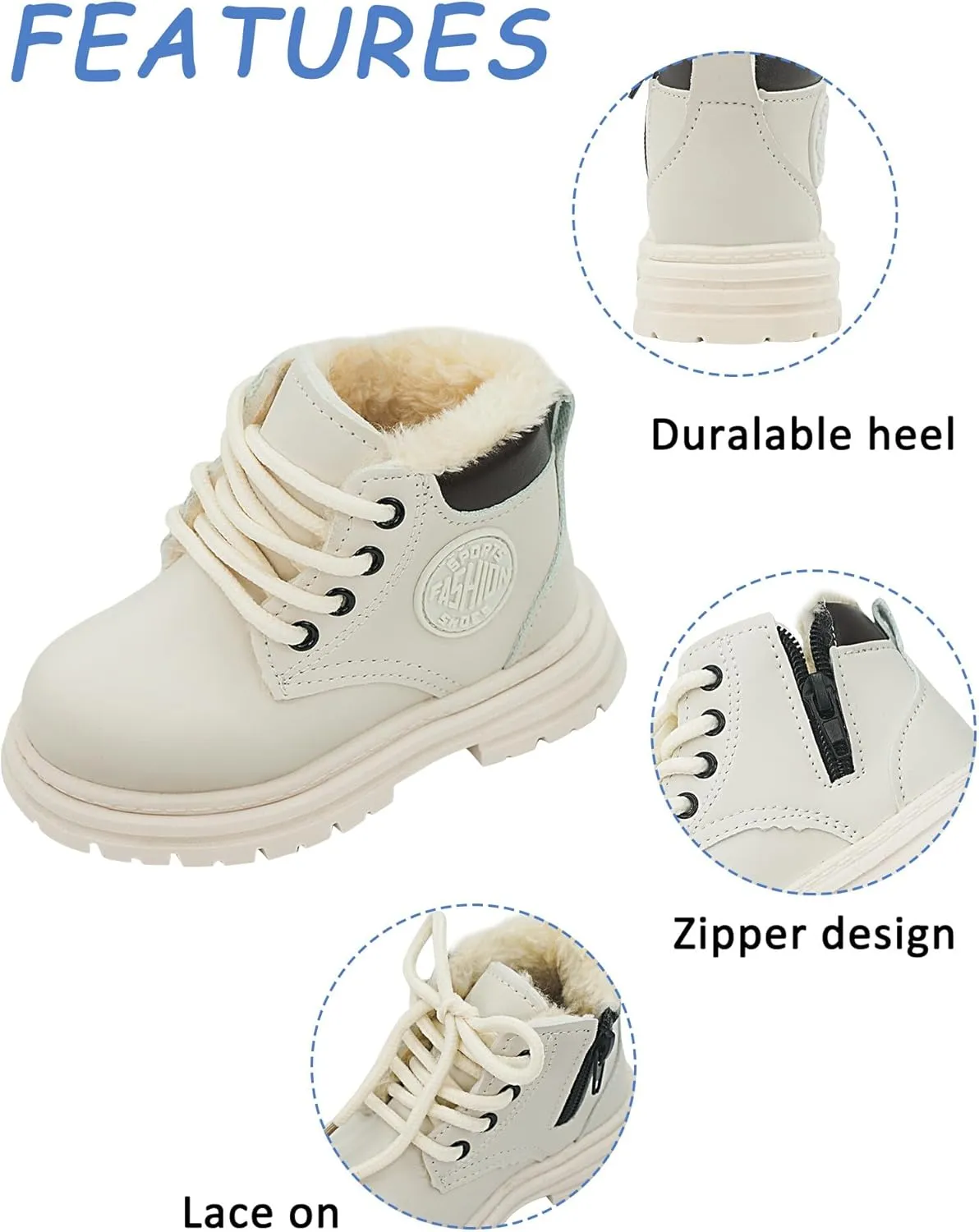 Happy Cherry Toddler Work Boots Classic Snow Boots Waterproof Winter Boots Ankle Lace Up Boot Construction Boots