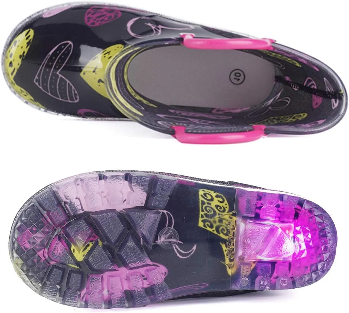 HugRain Light Up Rain Boots for Little Kids