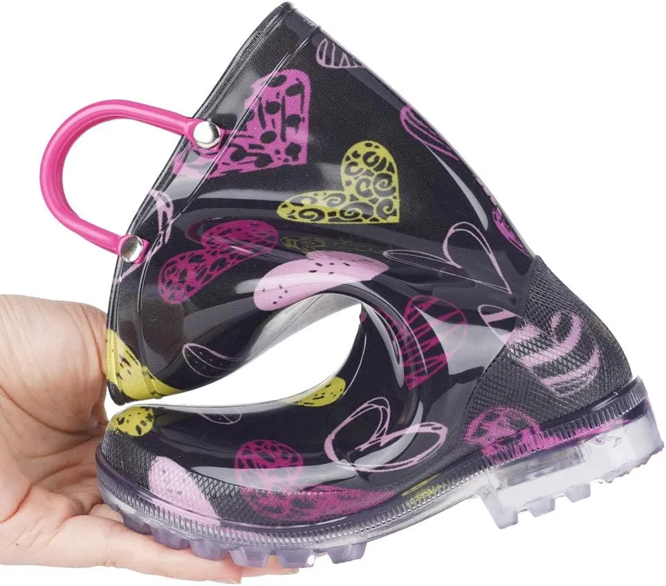 HugRain Light Up Rain Boots for Little Kids