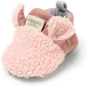 Infant Baby Boys Girls Slippers Non Slips Bottom Winter Booties Stay On Newborn Crib House Shoes(3-6 Months Infant, A-Pink)