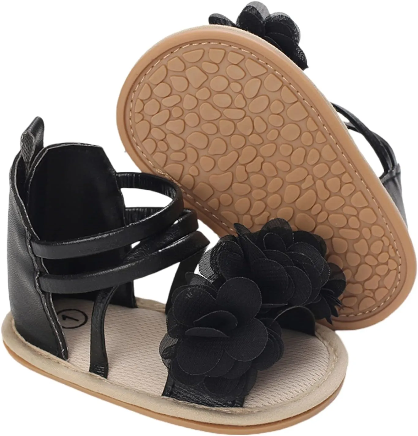 Infant Baby Girls Casual Sandals, Flower Patchwork Bandage Soft Sole Non-Slip Princess Flat Shoes