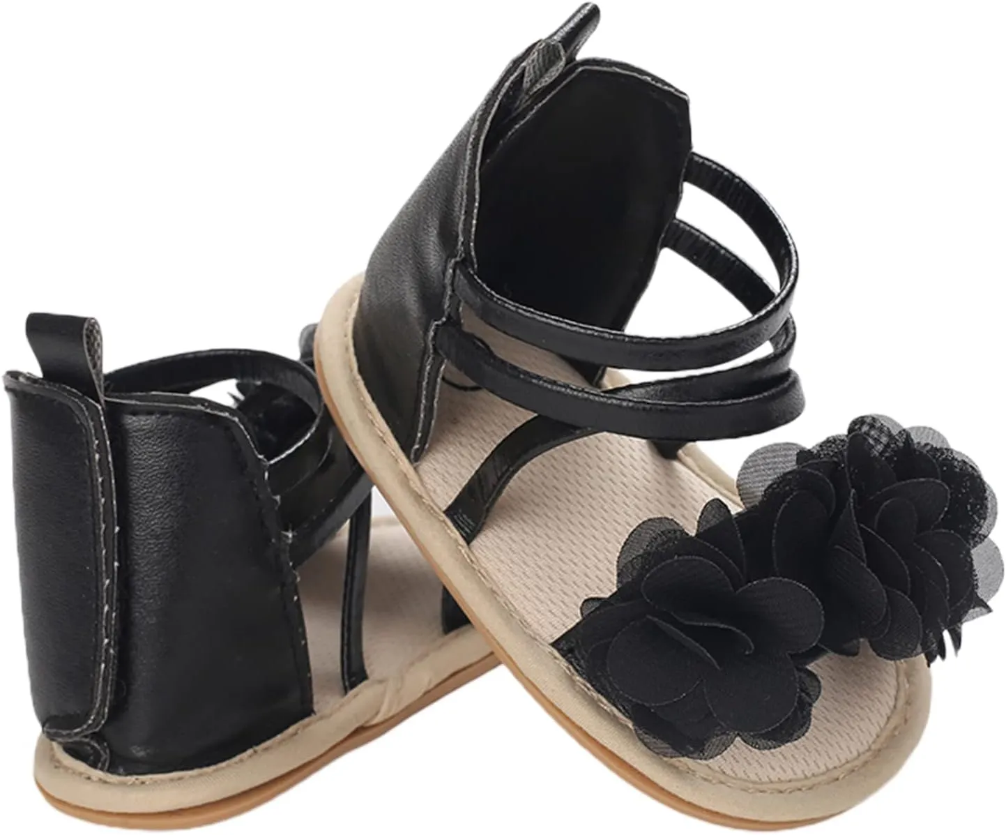 Infant Baby Girls Casual Sandals, Flower Patchwork Bandage Soft Sole Non-Slip Princess Flat Shoes