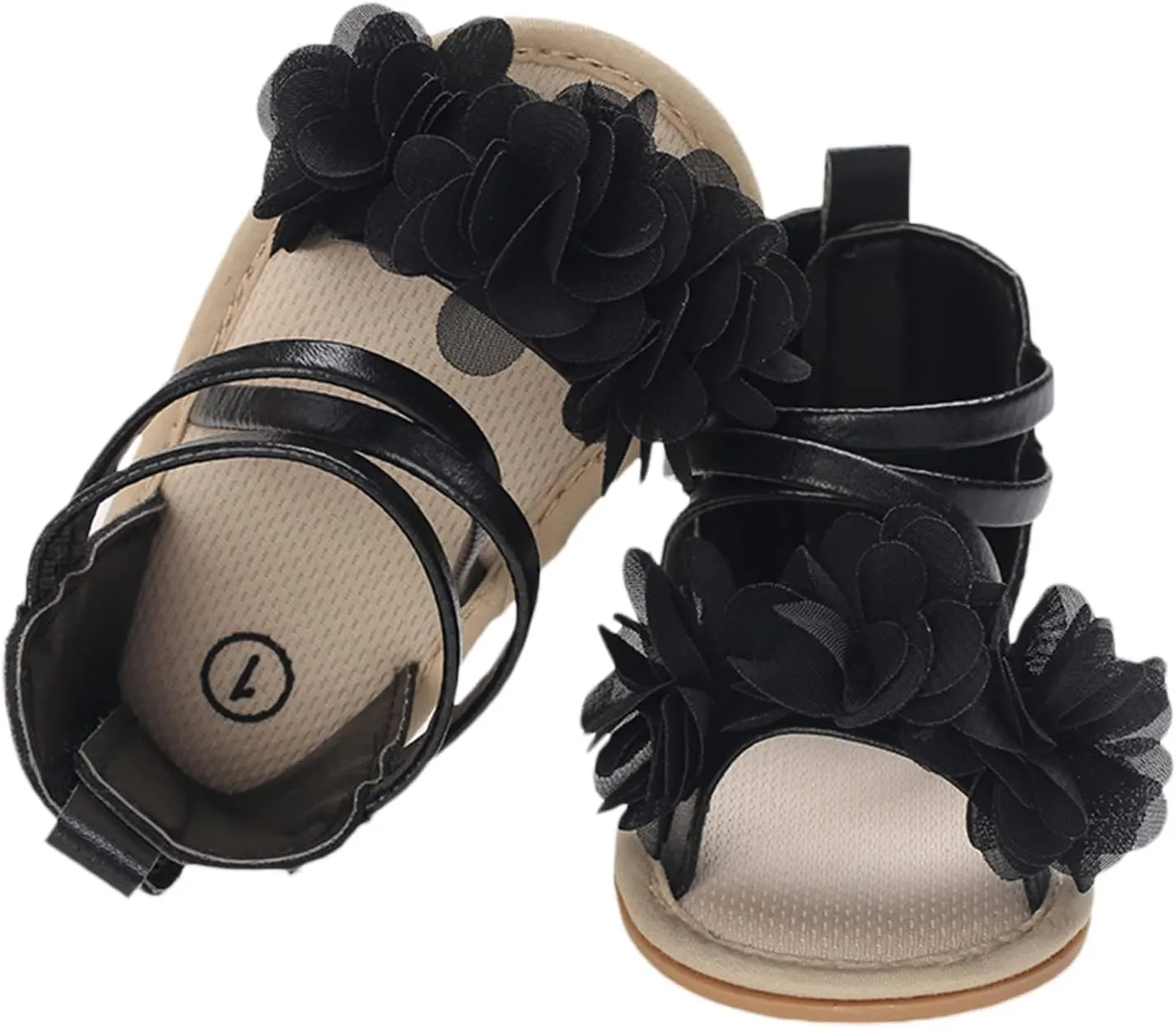 Infant Baby Girls Casual Sandals, Flower Patchwork Bandage Soft Sole Non-Slip Princess Flat Shoes