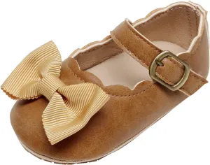 Infant Girls Single Shoes Bow Tiet First Walkers Shoes Buckle Strap Toddler Soft Bottom Breathable Princess Shoes Indoor Shoes Toddler