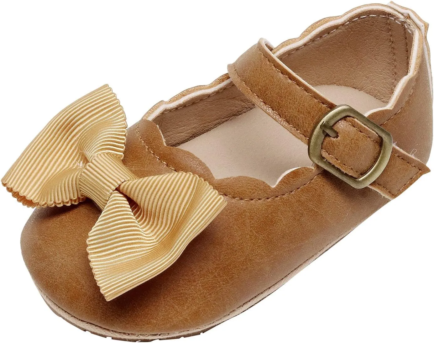Infant Girls Single Shoes Bow Tiet First Walkers Shoes Buckle Strap Toddler Soft Bottom Breathable Princess Shoes Indoor Shoes Toddler