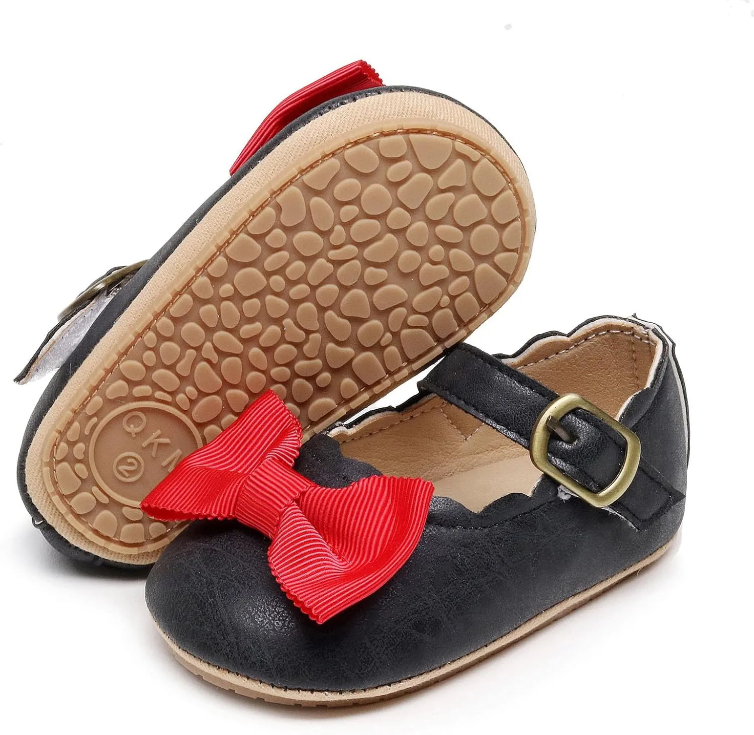 Infant Girls Single Shoes Bow Tiet First Walkers Shoes Buckle Strap Toddler Soft Bottom Breathable Princess Shoes Indoor Shoes Toddler