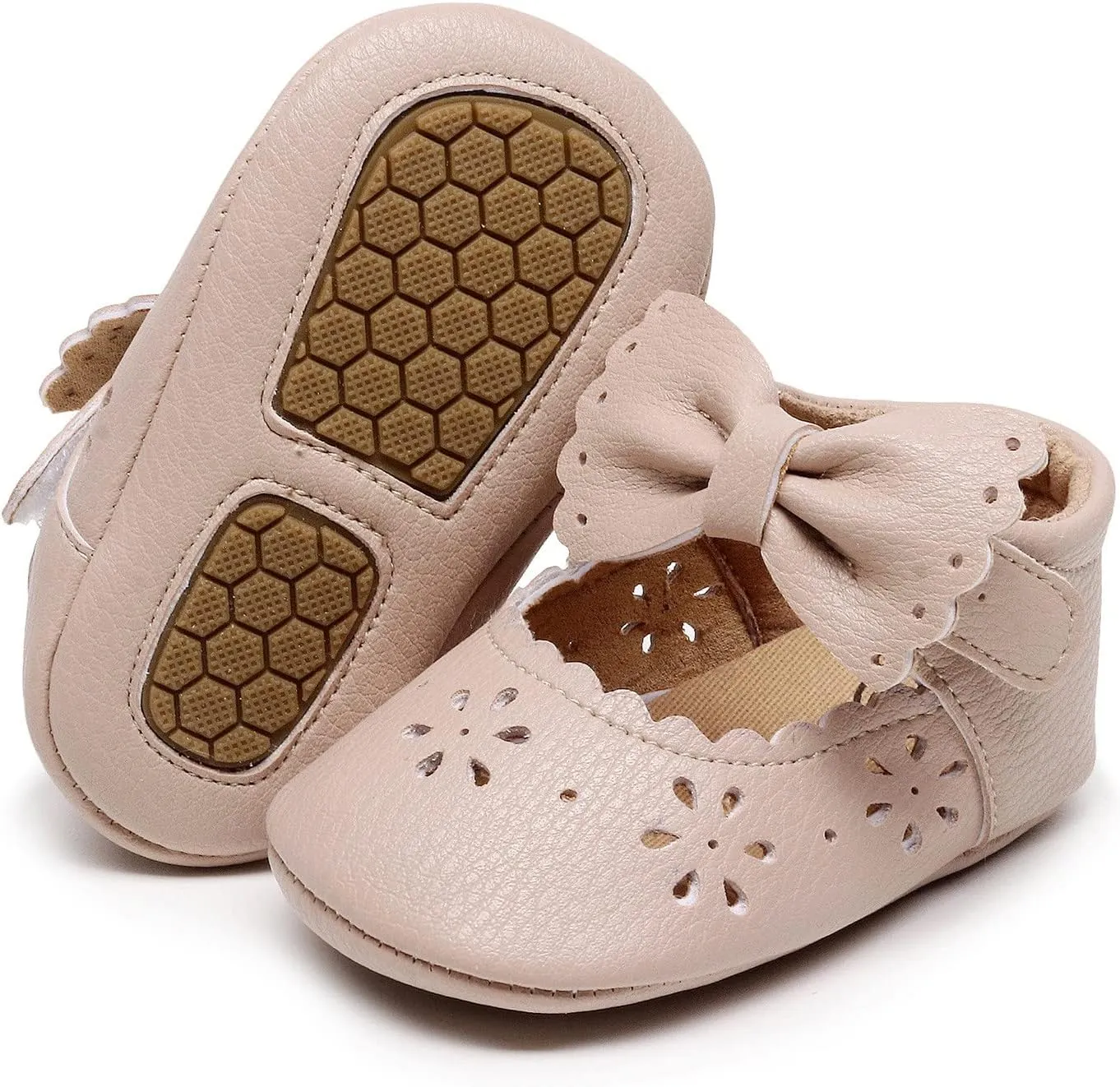 Infant Girls Single Shoes Bowknot First Walkers Shoes Hook Loop Toddler Soft Bottom Breathable Princess Shoes Kids Shoes