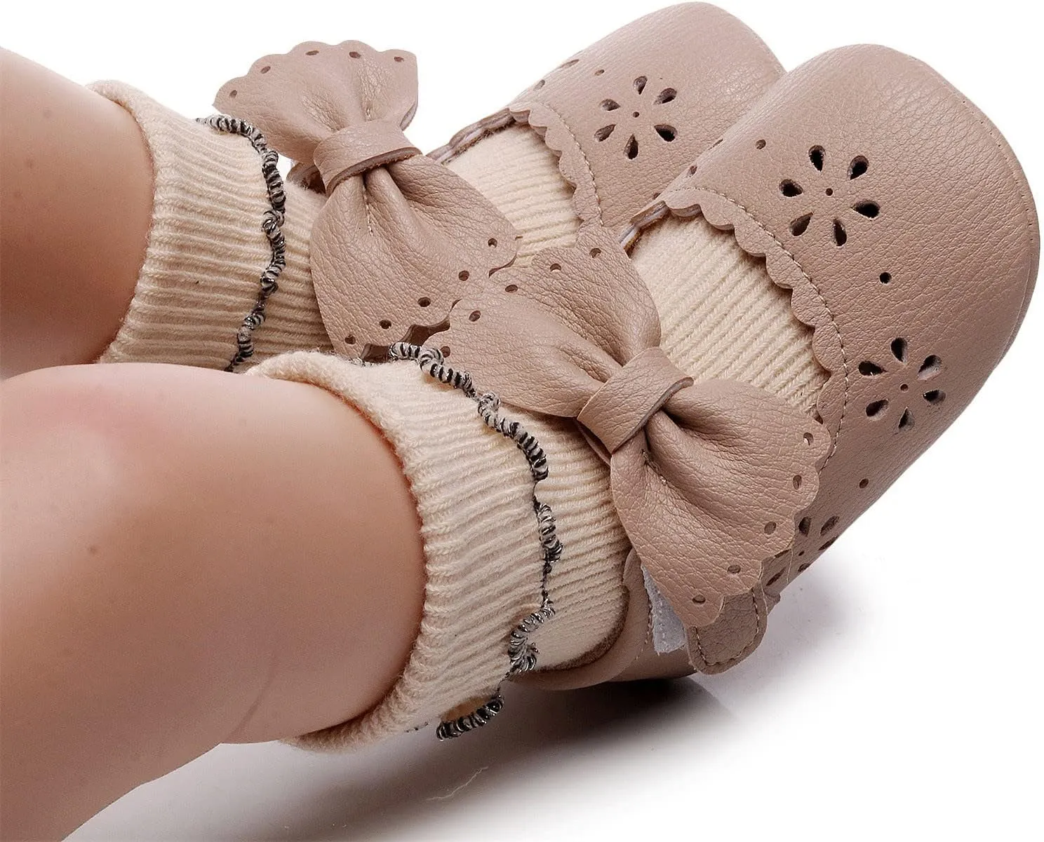 Infant Girls Single Shoes Bowknot First Walkers Shoes Hook Loop Toddler Soft Bottom Breathable Princess Shoes Kids Shoes