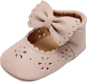 Infant Girls Single Shoes Bowknot First Walkers Shoes Hook Loop Toddler Soft Bottom Breathable Princess Shoes Kids Shoes