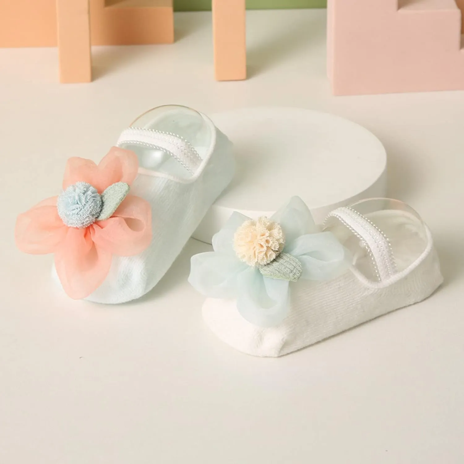 Infant Girls Socks Toddler Breathable Floral The Floor Socks Barefoot Socks Non Slip Shoes 2PCS Socks Size 9 Kids