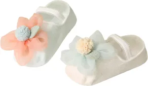 Infant Girls Socks Toddler Breathable Floral The Floor Socks Barefoot Socks Non Slip Shoes 2PCS Socks Size 9 Kids