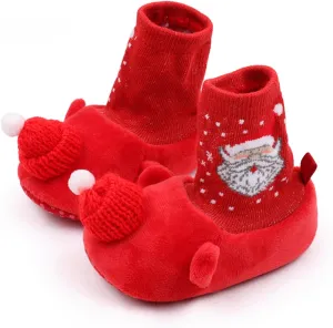 Infant Halloween Christmas Booties Soft Baby Pumpkin Santa Claus Winter Warm Fleece Slippers Snow Boots Crib Shoes
