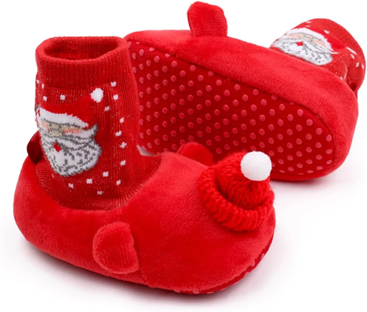 Infant Halloween Christmas Booties Soft Baby Pumpkin Santa Claus Winter Warm Fleece Slippers Snow Boots Crib Shoes